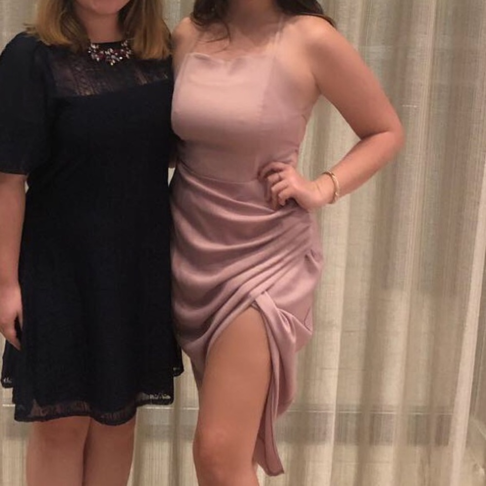 Strappy back, ruched, satin, midi dress
